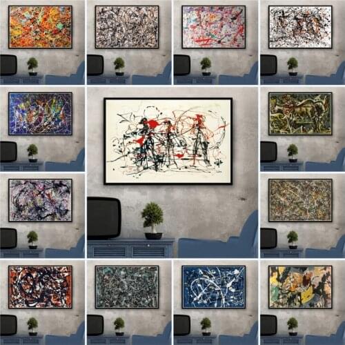 Jackson Pollock Abstract Canvas Painting Posters and Prints Psychedelic Cuadros Wall Art Picture Home Decoration for Room Decor