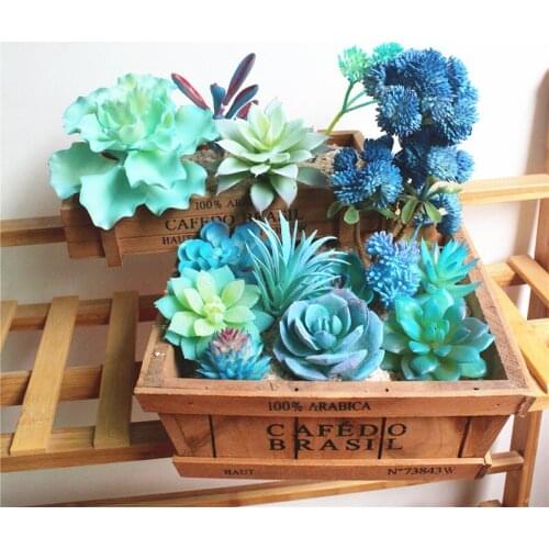 Artificial Succulent Plants Home Decoration Green Blue Plastic Faux Cactus Succulents Simulation Fake Plant Office Decoration