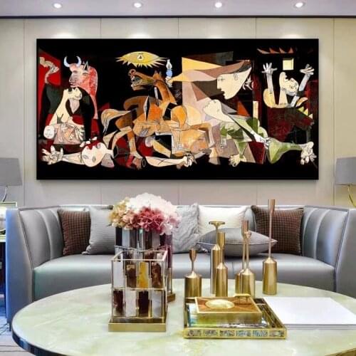 Famous Picasso Guernica Canvas Painting Reproductions Posters and Prints Cuadros Wall Art Pictures for Living Room Home Decor