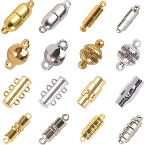 5-10set/lot Stainless Steel Round Strong Magnetic Clasps Rhodium End Clasp Connectors for Fit Making Bracelets Necklace Jewelry