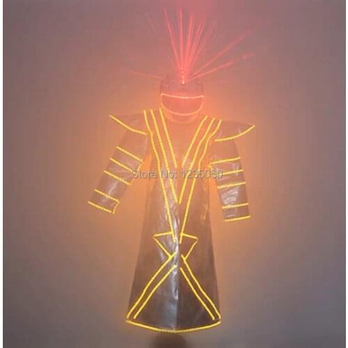 WYY Party dance costumes led light jacket dj show outfits performance laser men helmet red robot men suit bar glowing clothe ds