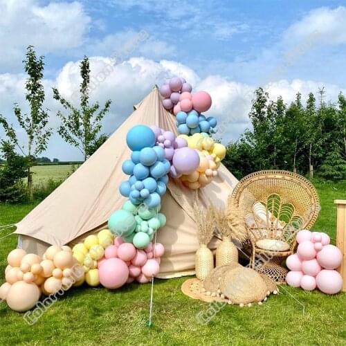 193pcs Cream Peach Latex Balloon Arch Kit Wedding Background Birthday Party Maca Blue Balloon Garland Baby Shower Tent Decor