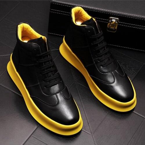 2020 Brand Designer Men Casual Shoes Black white High Top Round Toe Lace Up Leisure Hombre Zapatos Hip Hop sapatos hombre
