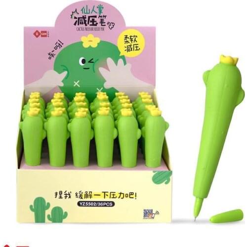 Soft Cactus Relief Gelpen Decompression Pen Student Pinch Relax Funny Gel Pen Quick-drying South Korea Office School Stationery