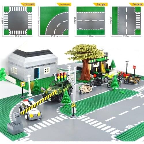 Classic City Road Green Street Baseplates Set Building Blocks Parts Compatible all brands DIY Assembly bricks Toys for Children