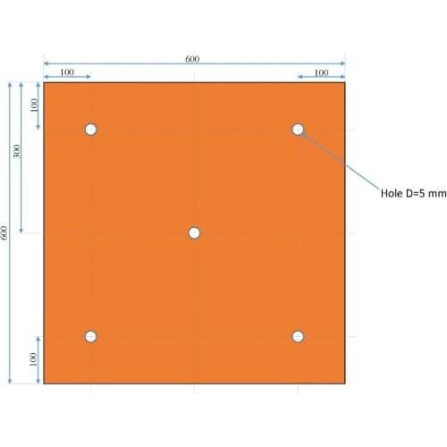 220v@1000w Silicone Rubber Heater Bed 600 x 600MM For 3D Printer With 5 Holes 100k Thermistor and 3M Tape