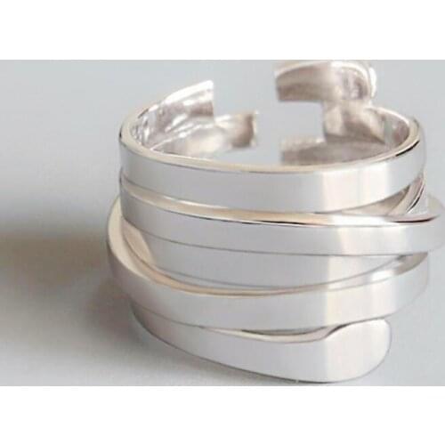 New Exquisite High Polish Multilayer Twist Winding Opening Size Rings For Women Jewelry Accessories SAR156