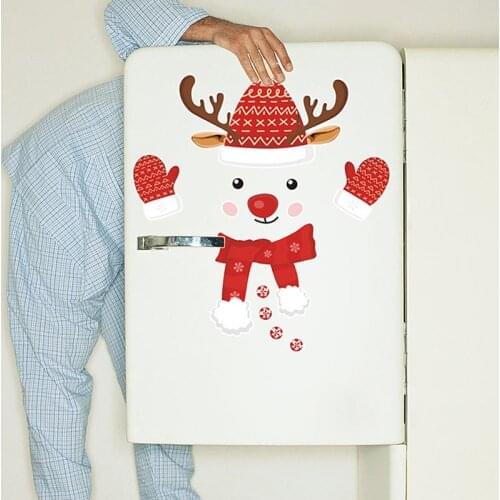 Christmas Cartoon Wall Stickers Decals Cute Christmas Stickers Reindeer Decals for Home Office Party Decoration Snowman