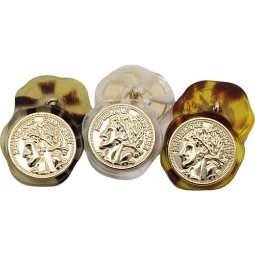 LKERAN 6Pcs 18/23/25/30MM Golden Metal Buttons For Clothing Accessories Handmade Wedding Decorative Buttons