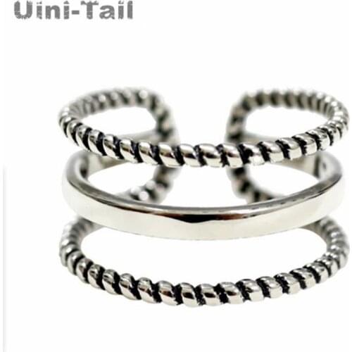 Uini Tail new design hot sale 925 sterling silver three-layer twist open ring with personality fashion dynamic high quality