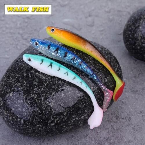 Walk Fish 90mm 4.5g Soft Silicone Fishing Lure Minnow Saltwater Freshwater Worms Wobblers Artificial Bait Bass Tackle Jigs Lures