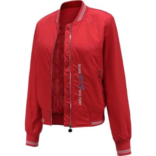 2021 Fashion New Women Letter Embroidery Slim Jackets Long Sleeve Stand Collar Solid Cotton Padded Trench Coat