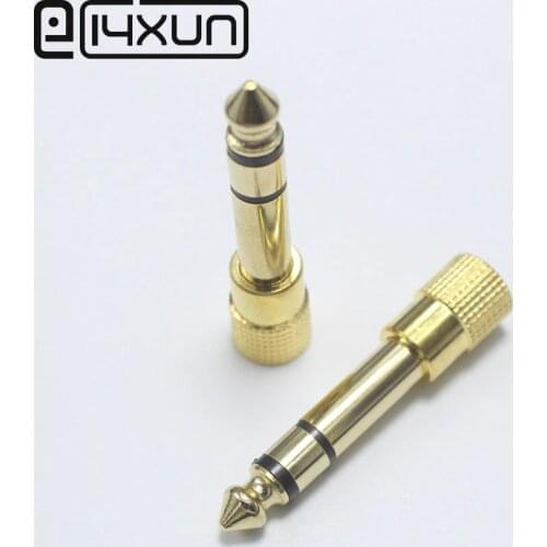 1pcs/lot Golden 3.5mm Stereo Socket to 6.3mm 6.35mm 1/4 Jack Headphone Adapter Converter Plug Free Shipping High Quality
