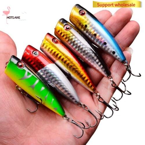 1Piece Minnow Fishing Lure Easy Shiner Chatter Bait for Fishing 6.5cm 8.3g Popper 3D Eyes Bearking Hooks Sea Fishing Tackle 2021
