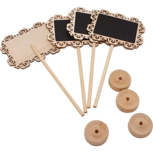 10pcs/lot Wood Openwork Square And Lace And Ellipse With Round Blackboard Home Wedding Decoration Wooden Product
