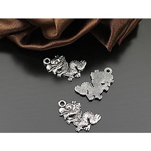 24711)50PCS 19x11MM Antique Style Zinc Alloy Dragon Charms Pendants Diy Jewelry Findings Accessories Wholesale