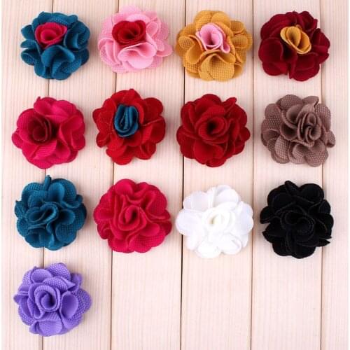 20pcs/lot 2" 13 Colors Multilayered Flower For Lovely Girls Headwear Fashion Artificial Fabric Flower Accessories For Headbands