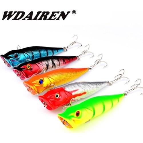 5pcs/Lot Popper Fishing Lure Kit 9cm 12.3g Set Artificial Bait With Hooks CrankBait Wobblers Lures Top Water Carp Fishing Tackle