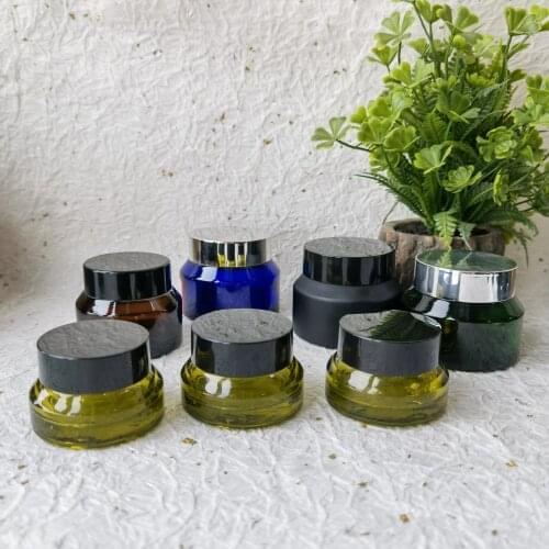 5Pcs 15g 30g 50g Clear Glass cosmetic jars Aluminum Silver lid Eye Cream Cosmetic Container Gold Lid Glass Bottle Make Up Travel