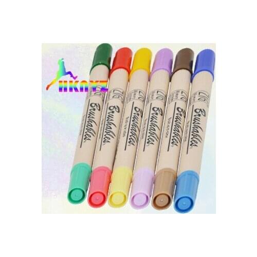 6pcs/set ZIG Kuretake MS-7700 Double Colors Marker Watercolor Brush Pens Waterproof Painting Twin Tip Dark & Light Single
