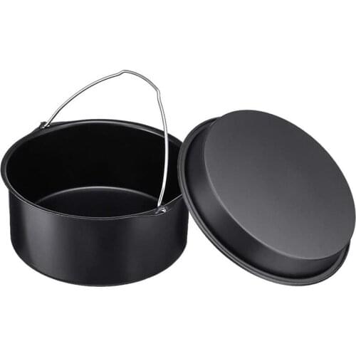 Air Fryer Accessories 6 Inch Cake Barrel Pizza Pan Fit for All 3.2QT - 5.8 QT Standard Deep Fryers Non-Stick Backing