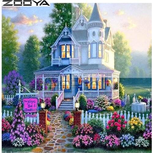 ZOOYA Diamond Painting Diamond Mosaic 5D DIY Diamond Embroidery Flower Vlla By Numbers Home Decor Handmade Gift R2451