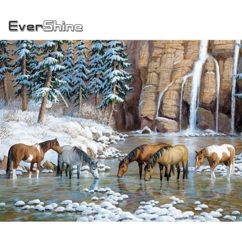 Evershine Diamond Painting Winter Animals 5D DIY New Arrival Diamond Embroidery Horse Picture Of Rhinestones Art Sale Home Decor