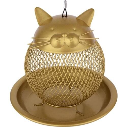 Anti-Squirrel Bird Feeder, Outdoor Cage Bird Feeder, Cute Cat Shape Bird Feeder Suitable for Outdoor Hanging