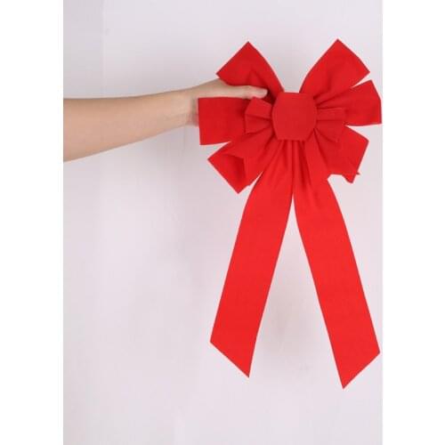 Large Bow Tie Long Christmas Bow Christmas Tree Bows Decoration Bowknot Wedding Red Flock Ribbon Christmas Decorations For Home