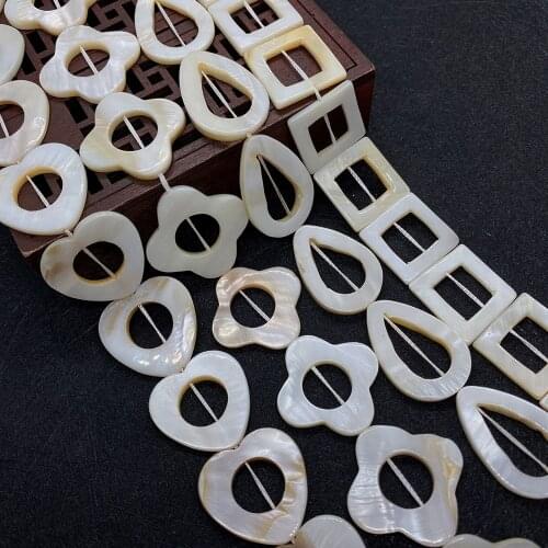 Natural Sea Water Shell Beads White Hollow Straight Holes Loose Spaced Beads Jewelry Making DIY Necklace Bracelet Accessories