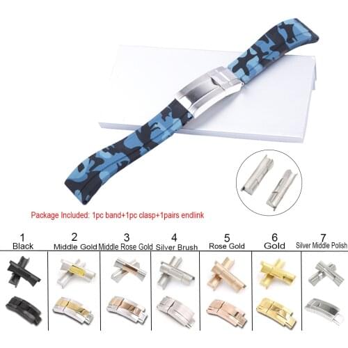 CARLYWET 20mm Replacement Wrist Bracelet Rubber Watch Band 316L Steel Solid Curved End Link For Rolex Submariner