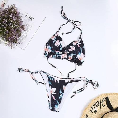 Floral Bikinis 2021 Swimsuits Low Waist Swimwear Women Biquini Beachwear Sports Bathing Suits Brazilian Costume Da Bagno #T1G