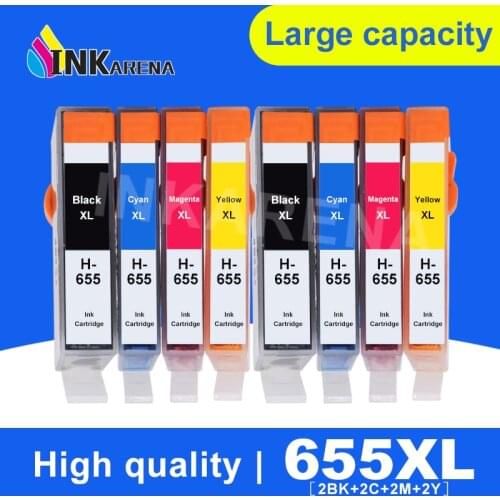 INKARENA 8PCS Replacement For HP655 Ink Cartridges For HP 655 Ink Cartridge Deskjet Ink Advantage 3525 4615 4625 5525 6525 6520