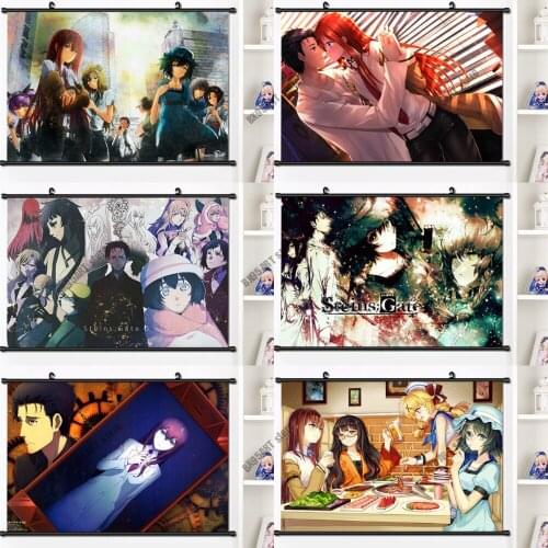 Canvas Painting Anime Steins;Gate Posters And Prints Okabe Rintarou Makise Kurisu Wall Art Room Decor Pictures Home Decoration
