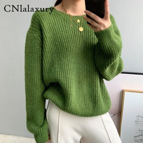Korean winter warm thick cashmere sweater women O neck long-sleeved knit pullover women loose sweaters pull femme sueter mujer