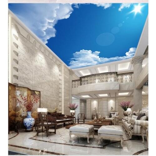 Beautiful scenery wallpapers Blue sky and white clouds sunlight ceiling mural 3d ceiling murals wallpaper