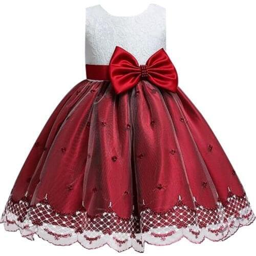 Girls sleeveless lace dress with embroidered Flowers girls 2021 new holiday party show childrens wedding Party clothing