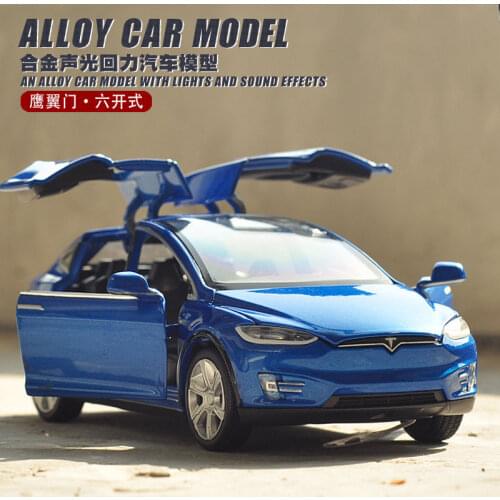 1:32 Scale Diecast Alloy Metal Luxury SUV Collection Car Model For TheTesla MODEL X 90D Sound&Light Toys