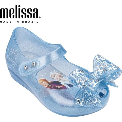 Mini Melissa Snow Frozen Princess Girl Jelly Shoes Sandals 2021 Disney NEW Baby Shoes Soft Melissa Kids Non-slip Girl Sandals
