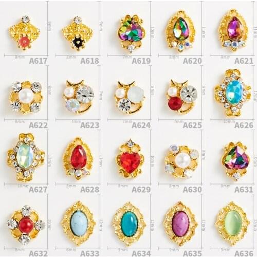 Manicure alloy jewelry metal rivet accessories pearl glass rhinestone ornaments nail stickers nail stickers nail decals