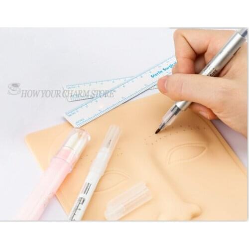 Tattoo Practice Skin kit Surgical Marker Eyebrow Marker Pen kit Tattoo Skin Marker Pen Microblading Positioning Tool