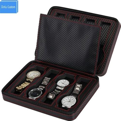 2018 New Gift Portable Zippered Protect 8 Grids Leather Watch Box&Case Watch Bag Storage Case Organizer caja boite pour montre