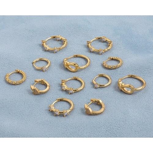 2021 New Fashion Small Cubic Zirconia Hoop Earrings Womens Circle Twist Rhinestone Heart Korean Earrings Femme Wedding Jewelry