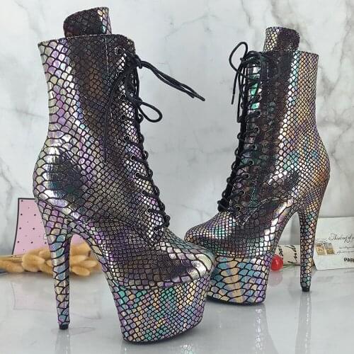 Leecabe PU Upper 17CM/7inches Pole dancing shoes High Heel platform Pole Dance boot