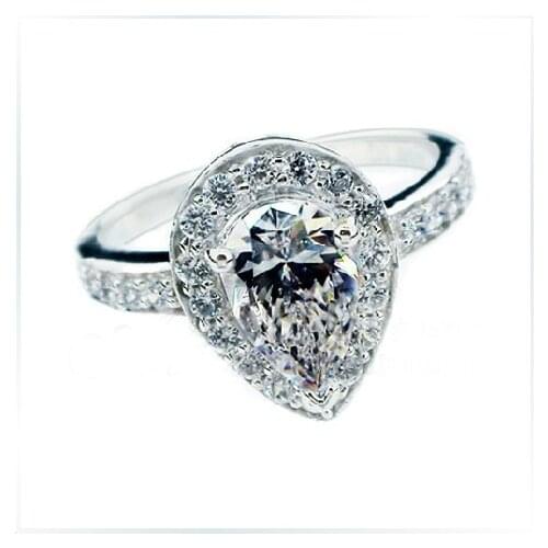 Solid Platinum PT950 Ring 3CT Pear Diamond Engagement Ring White Gold D Color VVS1 Birthday Jewelry Mother Day Gift Water Drop