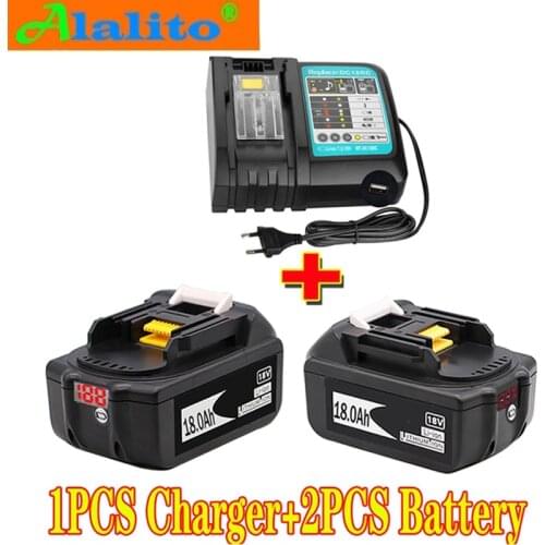 18V18Ah Rechargeable Battery 18000mah Li-Ion Battery Replacement Power Battery for MAKITA BL1880 BL1860 BL1830battery+3A Charger