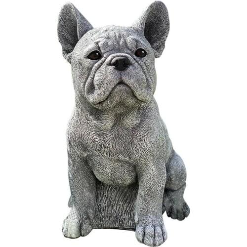 Resin Bulldog Sculpture Dog Desktop Decorative Figurine Ornament Realistic Animal Sculpture for Outdoor Decor Dog Lover Gift