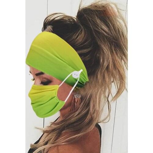 2021 Popular Gradient print Style Hot Sale Button Print Womens Fashion Hair Band Headband Mask Fitness Yoga Sports Headscarf