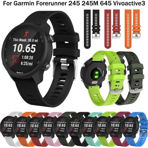 For Garmin 245 Strap Sports Soft Silicone Watch Band Strap For Forerunner 245M/645/Vivoactive 3/3M Bracelet Smart Accessories