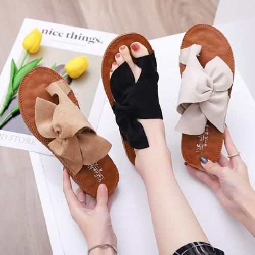 2021 New Spring Summer Fashion Sandals Shoes Women Bow Summer Sandals Slipper Indoor Outdoor Flip-flops Beach Shoes Slippers
